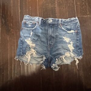 Abercrombie & Fitch Ripped Blue Jean Shorts